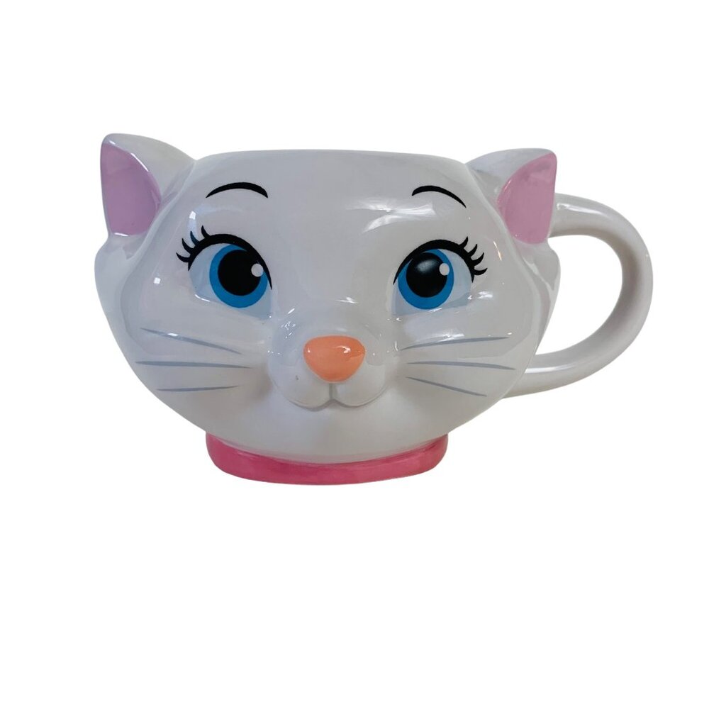 Disney Marie Aristocats Cat Face Ceramic Mug 3D Pink Bow Handle 10 oz
